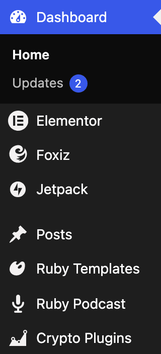 The Crypto Plugins item in the admin menu