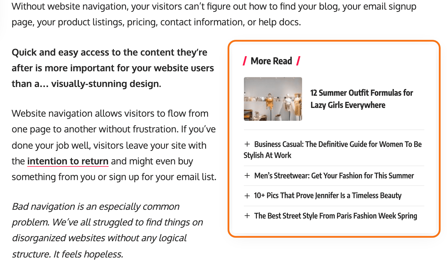 The inline related box between two paragraphs of a Foxiz Default demo post