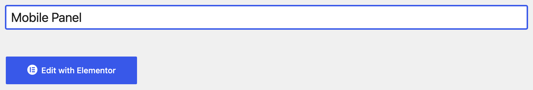 A new Ruby Template titled Mobile Panel, with the Edit with Elementor button below