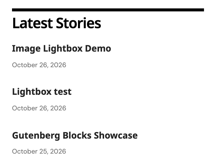 The Mobile Panel template in the Elementor canvas: the heading Latest Stories above three posts