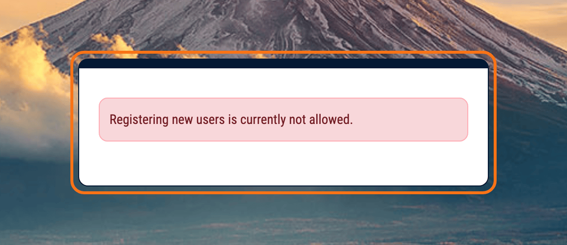 A registration page on the Morning News demo built with the Foxiz - Register Form block while Anyone can register is off: in place of the form, the block prints Registering new users is currently not allowed, outlined in orange