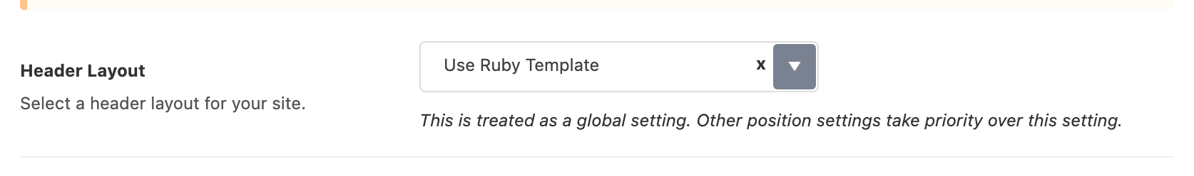 Header Layout set to Use Ruby Template in Theme Options > Header > Header Layout