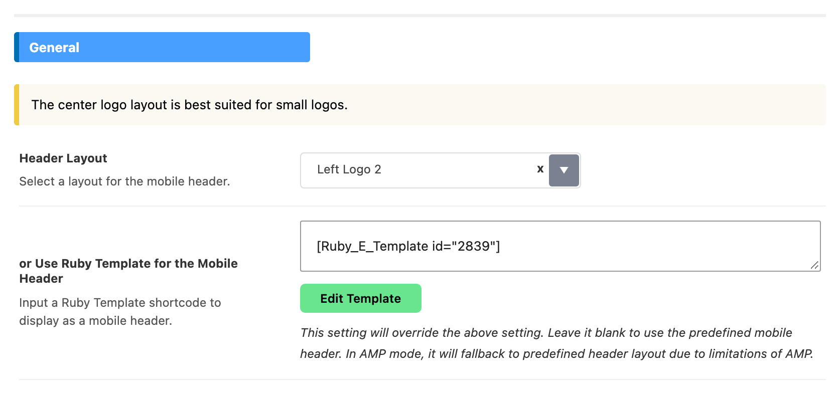 or Use Ruby Template for the Mobile Header, under Header Layout in the General group of Theme Options > Header > Mobile Header