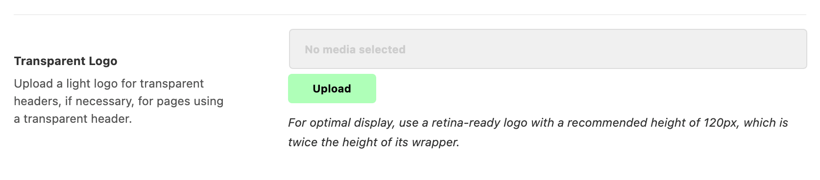 The Transparent Logo field in Theme Options > Logo > Transparent Logos