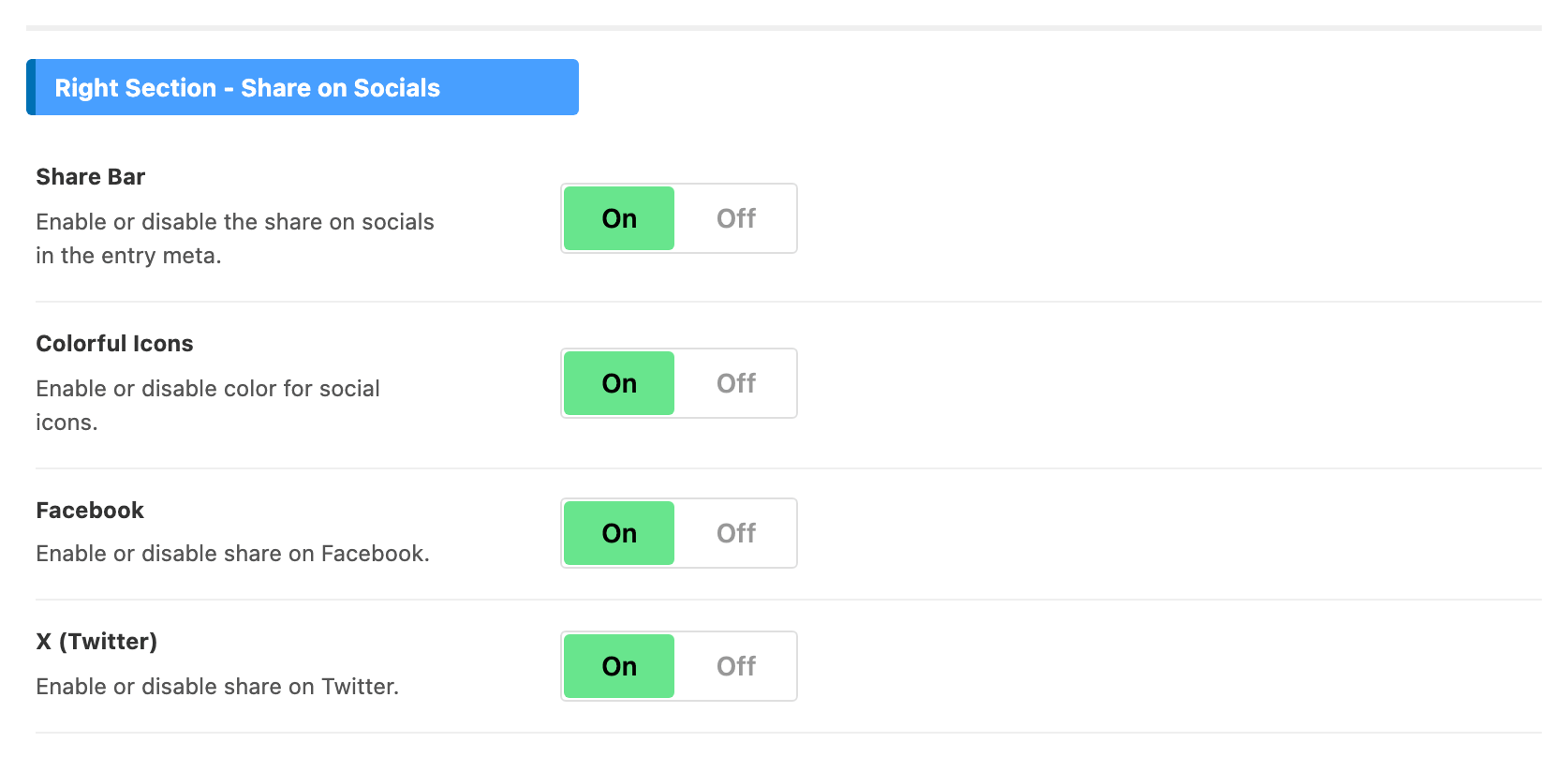 The Right Section - Share on Socials group in Single Post > Entry Meta, with Share Bar on