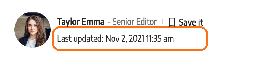 The Last updated date in the meta bar of a post on the Foxiz Default demo, outlined in orange