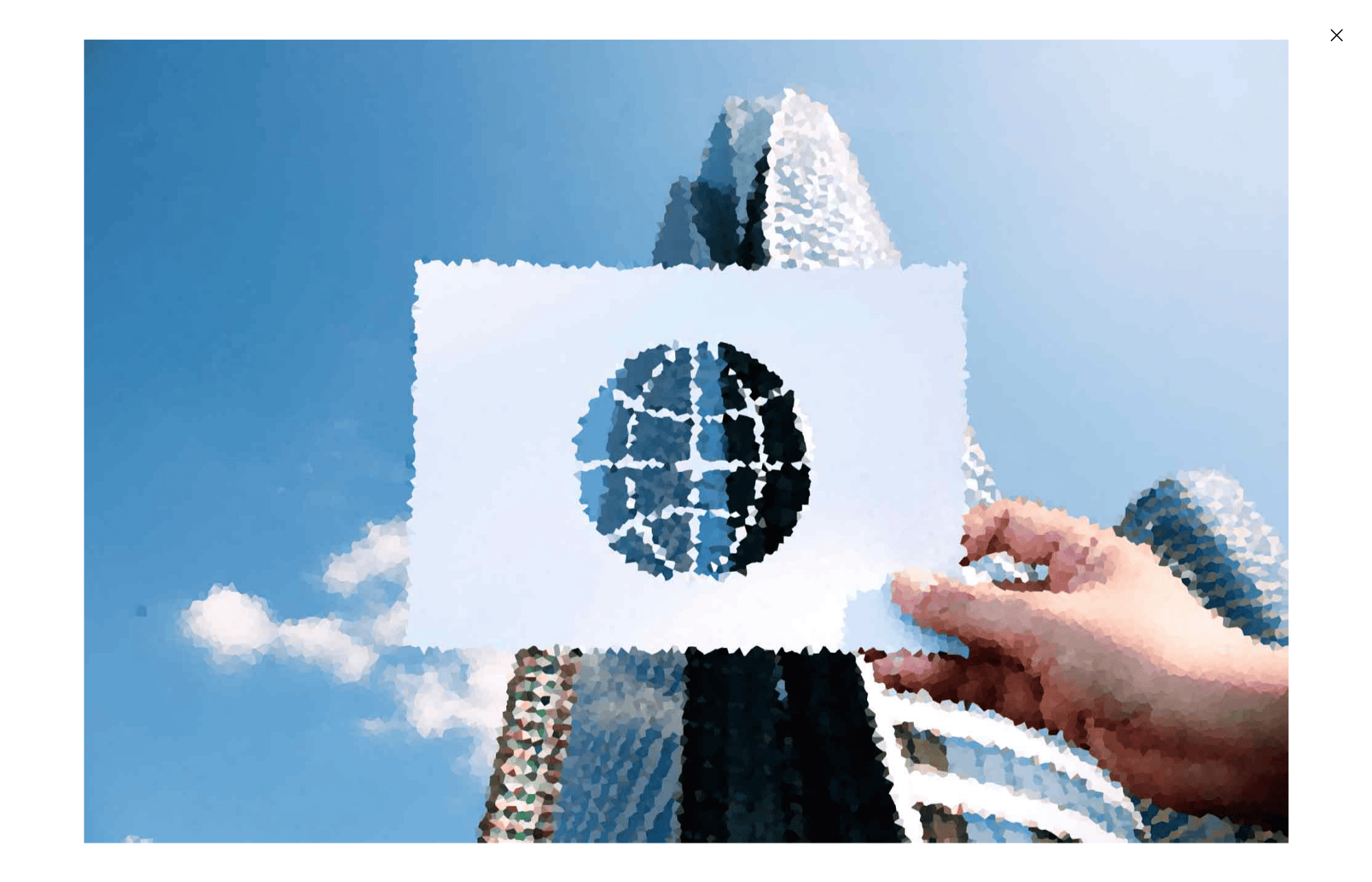 A photo opened in the WordPress lightbox on a Foxiz post: the image enlarged on a white overlay that covers the page, with the close button in the top right corner