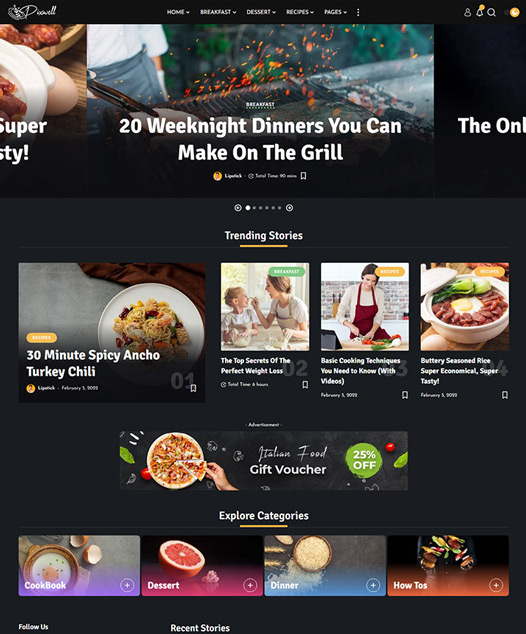 screenshot of foxiz demo Food, Cook & Recipes