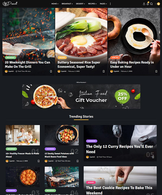 screenshot of foxiz demo Food, Cook & Recipes