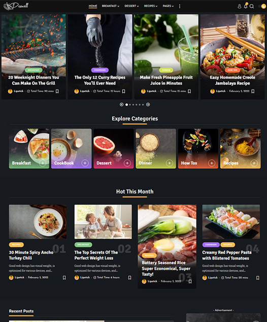screenshot of foxiz demo Food, Cook & Recipes