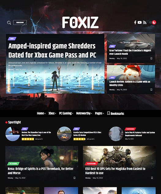 screenshot of foxiz demo Gaming Console Reviews