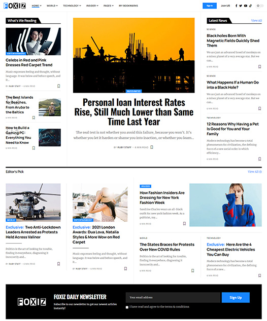 screenshot of foxiz demo Network News