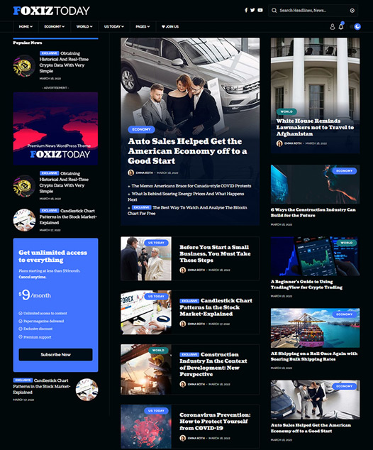 screenshot of foxiz demo Subscription, Paywall