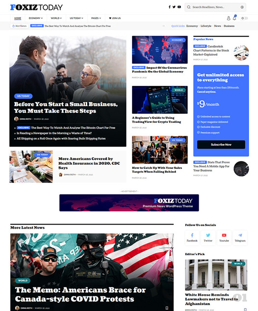 screenshot of foxiz demo Subscription, Paywall