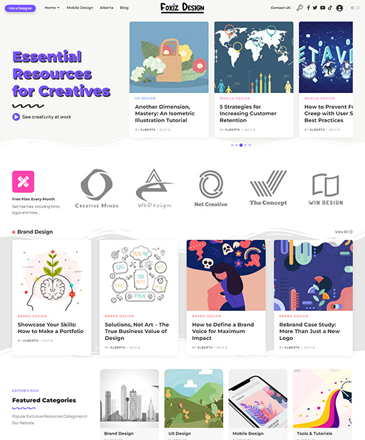 screenshot of foxiz demo Design, Freebies Resources