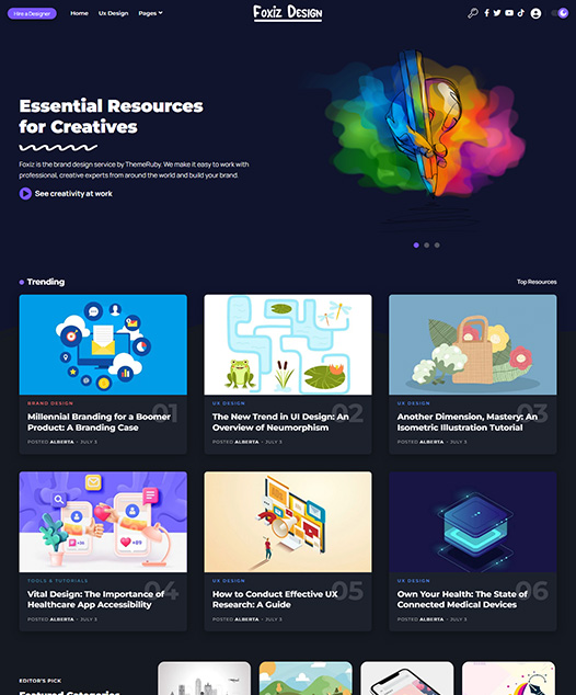 screenshot of foxiz demo Design, Freebies Resources