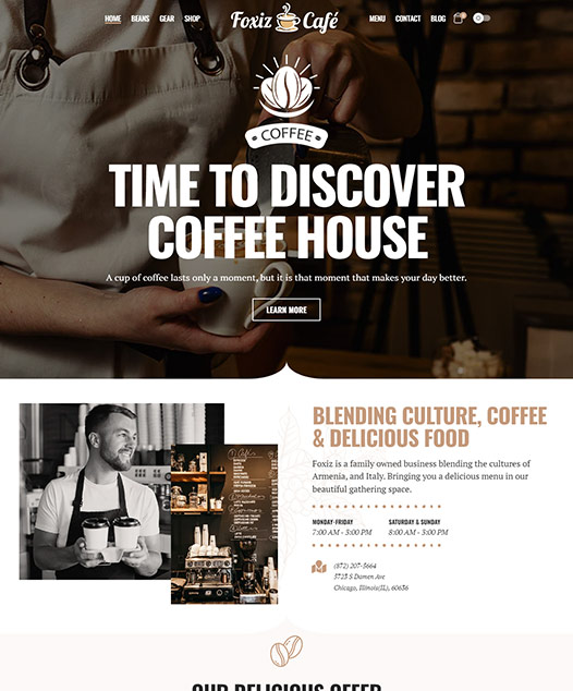screenshot of foxiz demo Coffee Shop & Blog