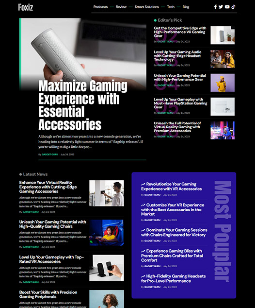 screenshot of foxiz demo Blend of Reviews, Affiliate