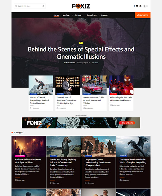 screenshot of foxiz demo TV & Movies News
