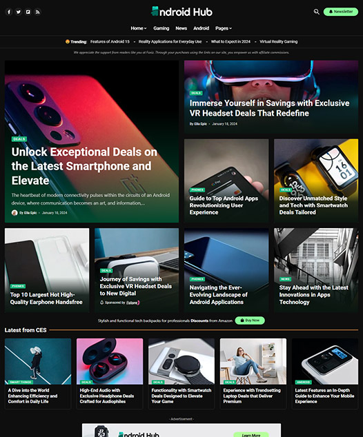 screenshot of foxiz demo Android, iOS, Smartphone