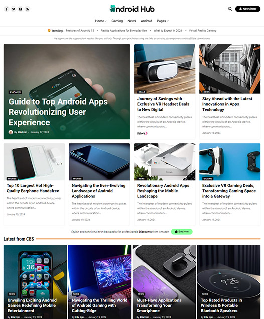 screenshot of foxiz demo Android, iOS, Smartphone