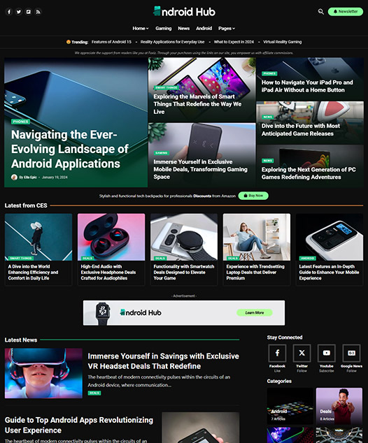 screenshot of foxiz demo Android, iOS, Smartphone