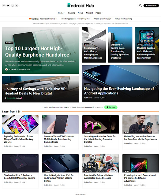 screenshot of foxiz demo Android, iOS, Smartphone