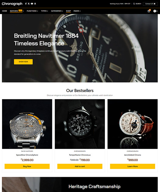 screenshot of foxiz demo Watches Shop