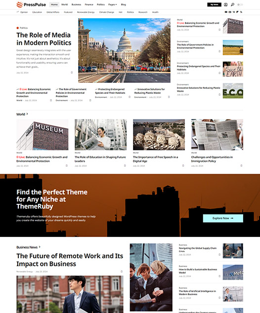 screenshot of foxiz demo Daily Headline News