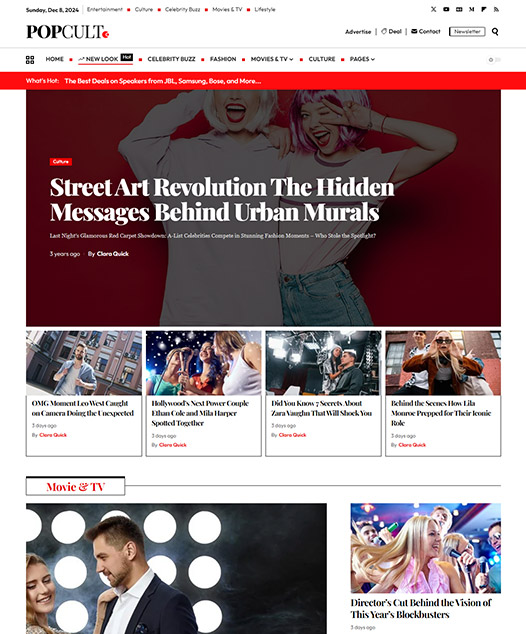 screenshot of foxiz demo Pop Culture & Viral