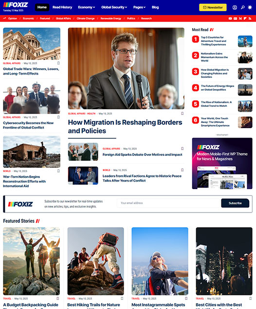 screenshot of foxiz demo Morning News