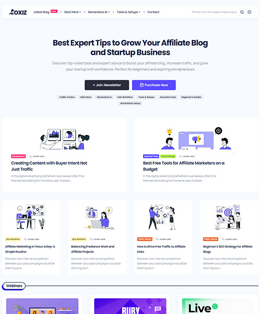 screenshot of foxiz demo SEO, Affiliate & Monetize Hub