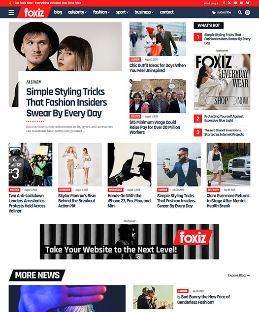 screenshot of foxiz demo BuzzVibe Daily